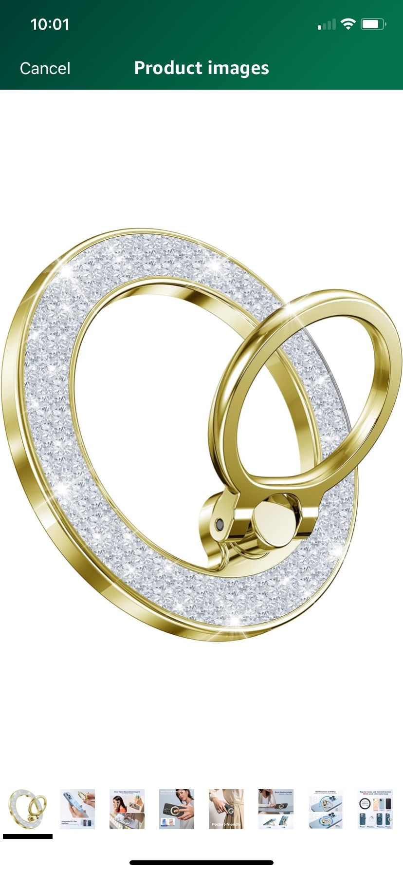 Fashionable Magnetic Phone Ring Holder for MagSafe, Glitter Magnet Finger Ring Grip Stand, Compatible with PopS0ckets, for iPhone Kindle and Cell Phon