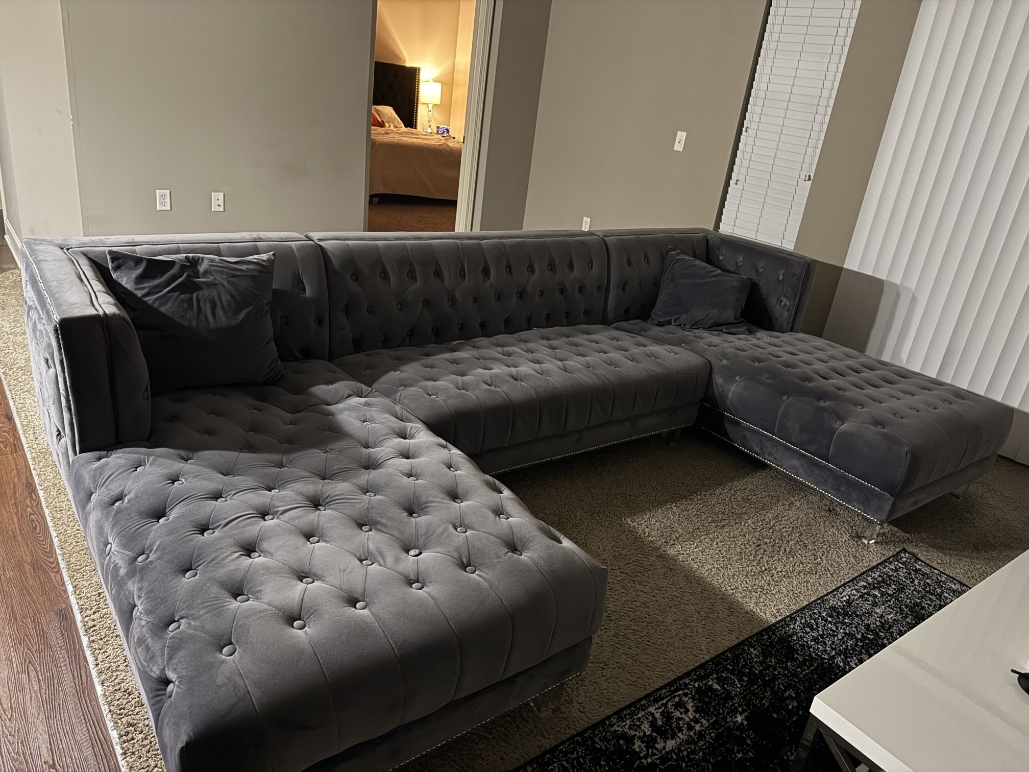 Grey Tufted Couch
