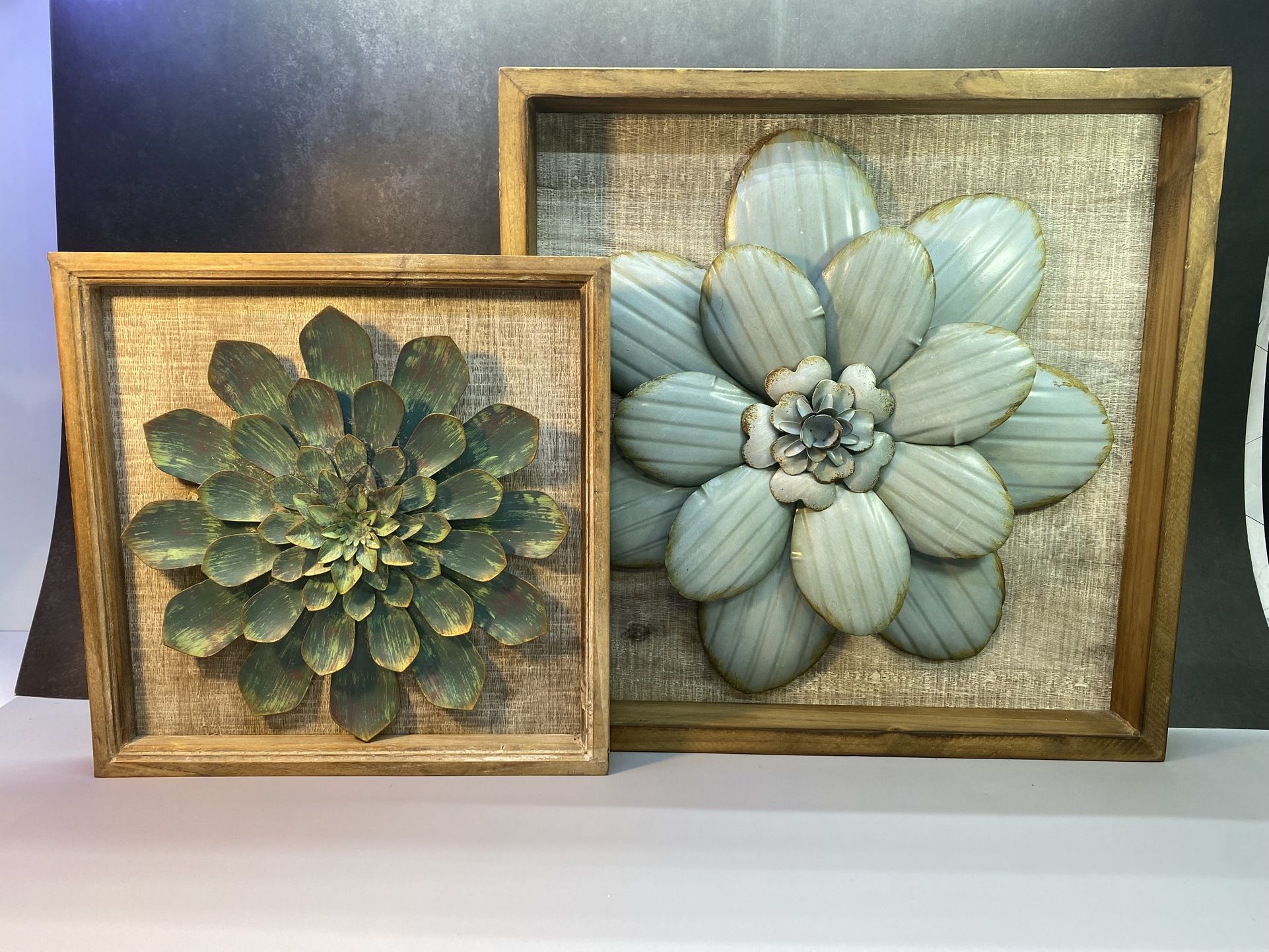 (2) Set Star Succulent Wall Decor set.  A vintage flair makes this on-trend metal succulent a perfect accent. It looks lovely inset on a contrasting w