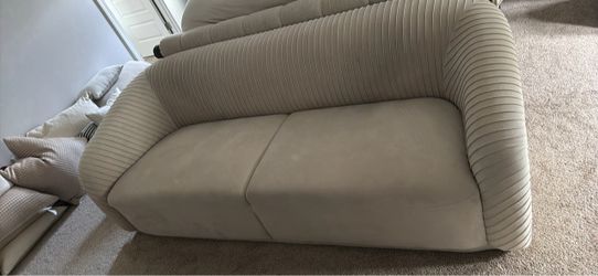 Beige Two-Seat Upholstered Sofa