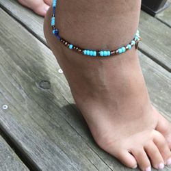 Ocean Blue & Bronze ANKLET