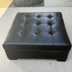 Black Faux Leather Ottoman 