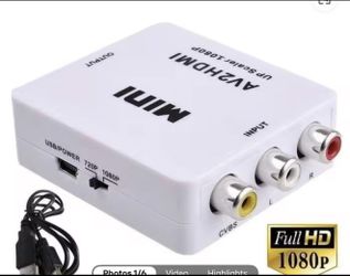 RCA to HDMI Converter Adapter AV 1080P For TV Audio Video Composite CVBS (white)