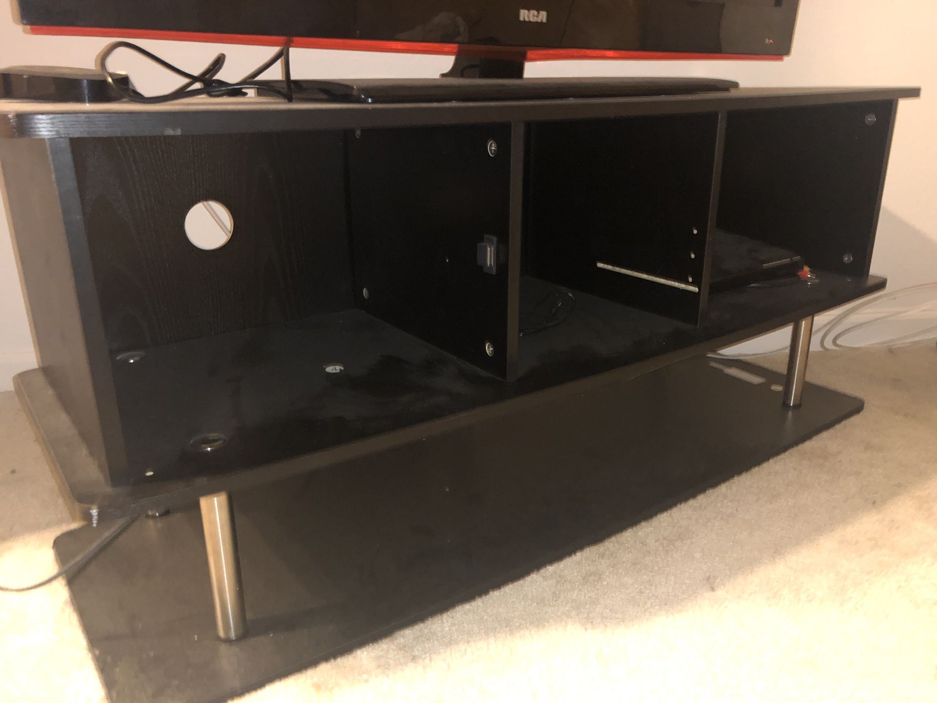 black wooden tv stand