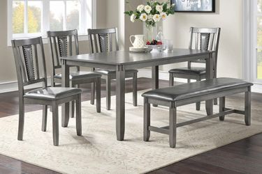 Dining Table with 4 Chairs and Bench F2549