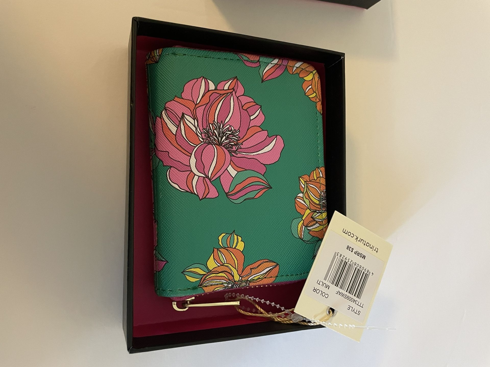 NWT Trina Turk Teal Floral Wallet