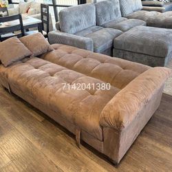 Brown Microfiber Sofa Bed Sleeper Couch Futon 84x36x34 "