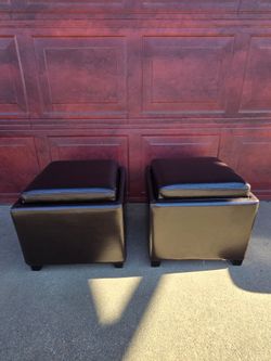 Safavieh Bobbi Leather Tray Storage Ottoman
