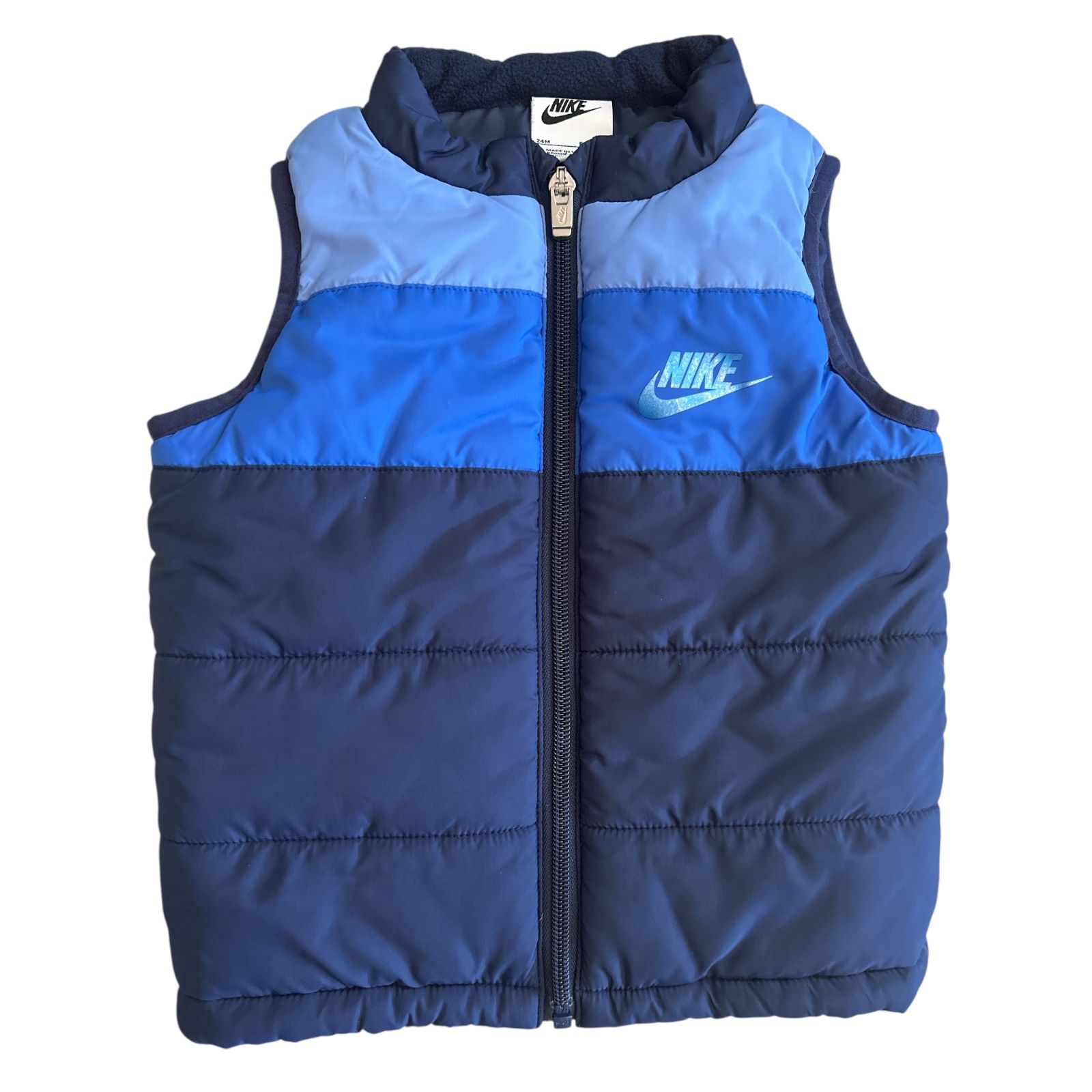 Nike Toddler Boys Puffer Vest Full Zip Colorblock Blue 24M Infant Baby Outerwear