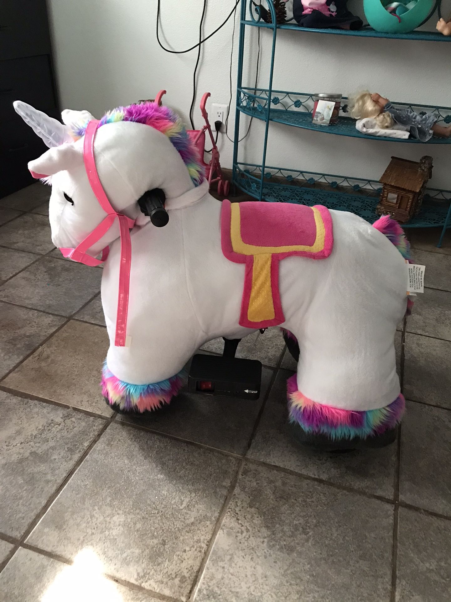 Unicorn Plush Ride-On with Stable