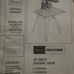 10 Inch Craftsman Radial Saw