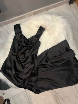 Lulus Black Satin Off-The-Shoulder Maxi size S