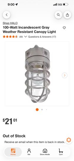 HALO 100-Watt Gray Weather Resistant Canopy Light