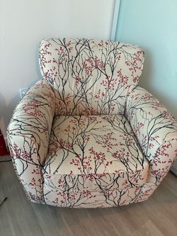 Upholstered Accent Armchair Floral Branch Print