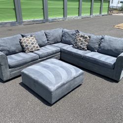 FREE DELIVERY AND INSTALLATION - Gray 114'' 3 Piece Sectional (Look our profile for more options)