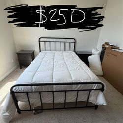 Full size bed/frame/nightstand