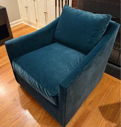 Arhaus Branson Swivel Chair Teal Great Conditon