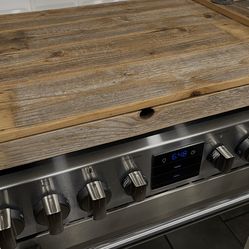 Distressed farmhouse stove cover