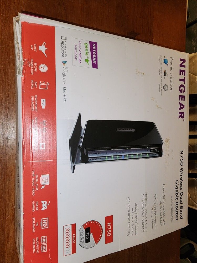 NETGEAR N750 WiFi 300+450Mbps Dual Band Gigabit Router (WNDR4300)