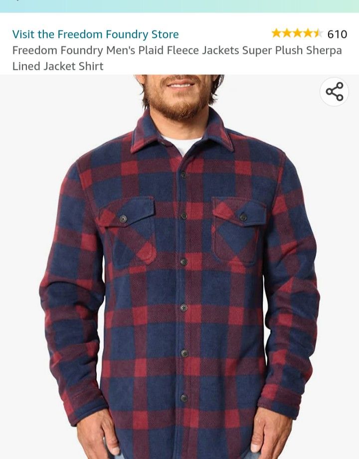 Freedom Foundry Men's Plaid Fleece Shirt Jacket 