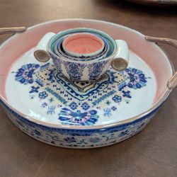 Anthropology Pie Plate / Serving Tray and Measure Cups