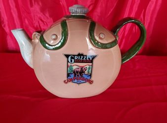 Vintage Dept 56 Porcelain
Canteen Teapot Grizzly
Bear Park