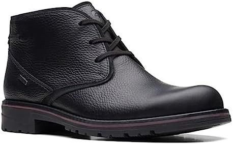 Clarks Men's Morris Peak Waterproof Chukka Boot Black Tumbled Leather 12