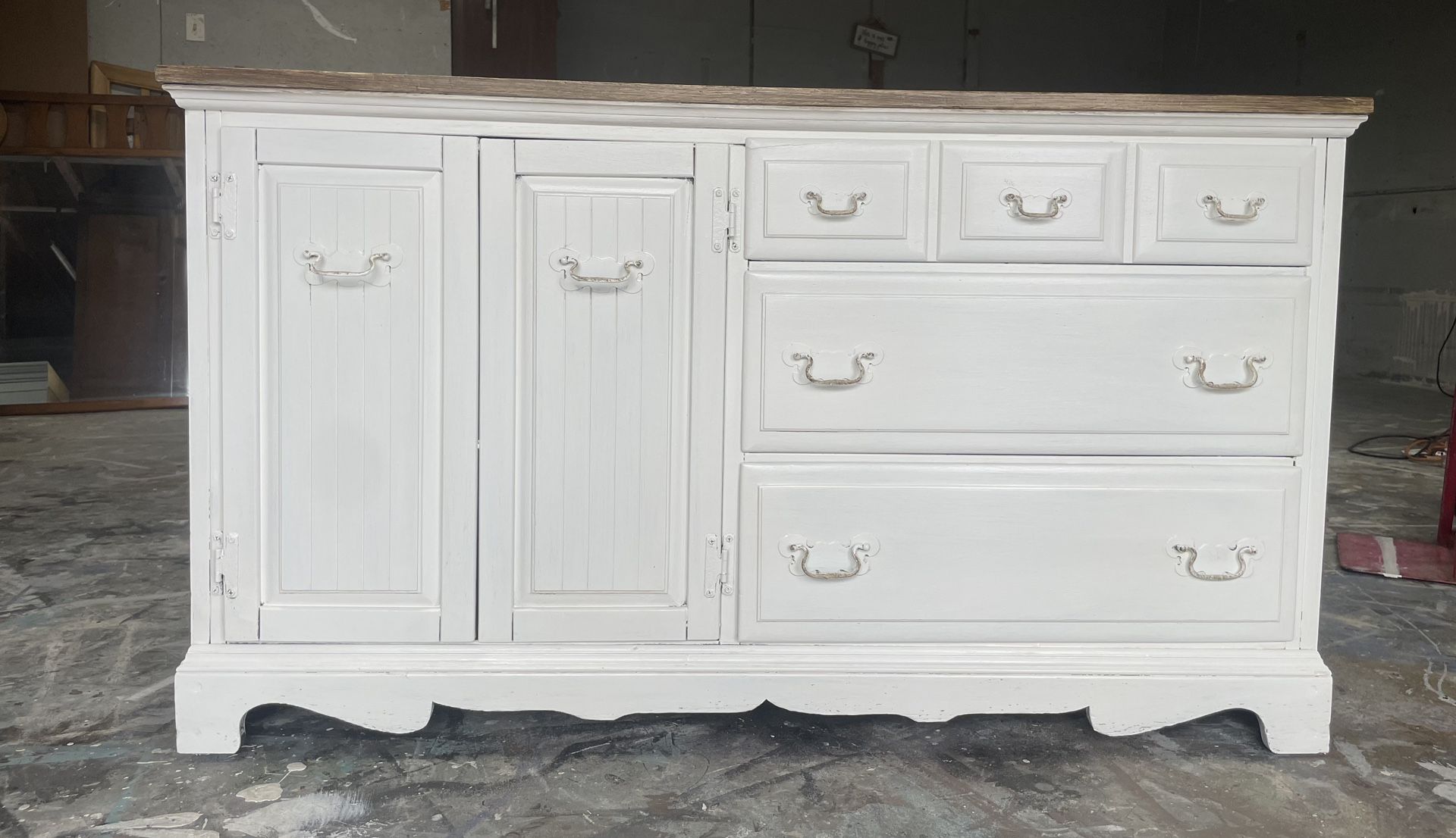 Buffet Custom Painted In White With Pottery Barn Finish Top. 66x19x32