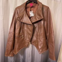 G.I.L.I. Brown Leather Moto Jacket
