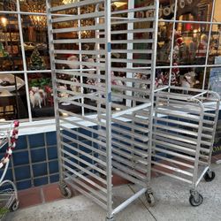 Metal Bakery Restaurant Rolling Tray Cart On Wheels $65/$45