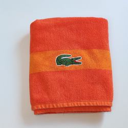 Lacoste Orange Color Block Bath Towel 