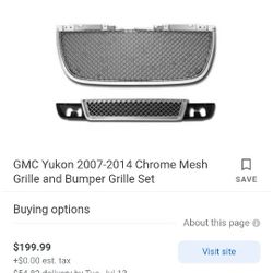 Chrome Plated Mesh Grille & Bumper Grill Set For 2007-2014 Yukon