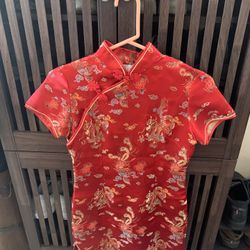 Women Chinese Red Dress Size S