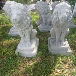 Large Solid Concrete Lion Statues
