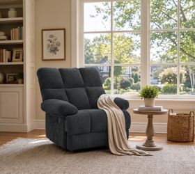 Modern Manual Rocker Recliner Chair, with nubby upholstery Fabric for Living Room