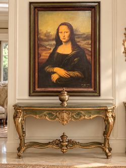 Beautiful Antique 1973 “Mona Lisa”Recreation Painting Oil on Canvas Signed by Artist “Jose' Lopez🌷