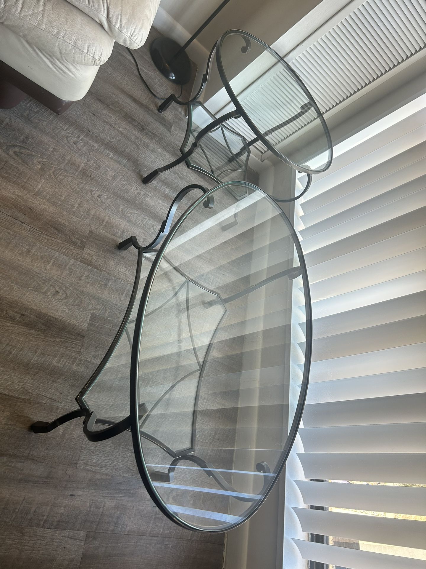 Two Oval Glass Tables 