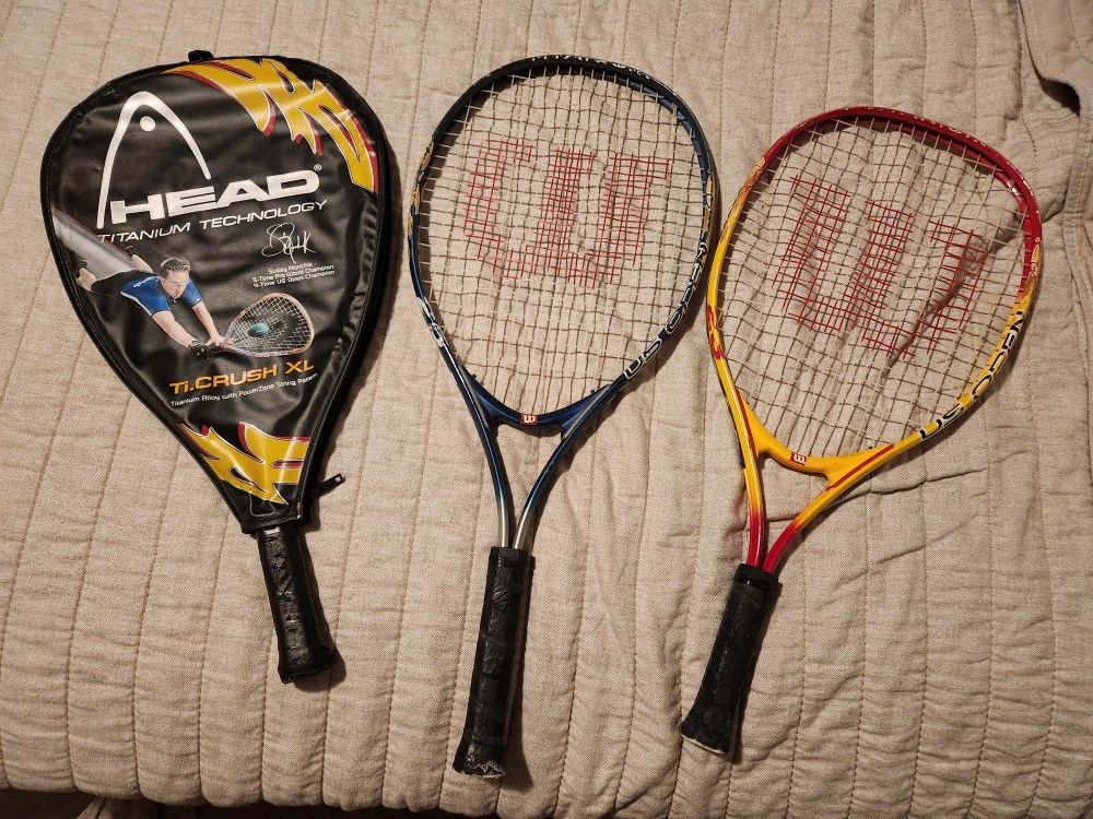 2 Tennis Rackets & 1 Racketball Racket Lot