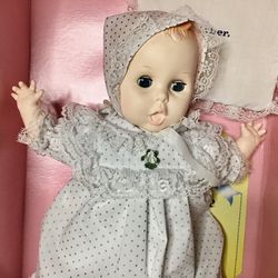 GERBER Baby Doll 14” Baby Christening Doll Sleep Eyes New in Box 1991 Vintage