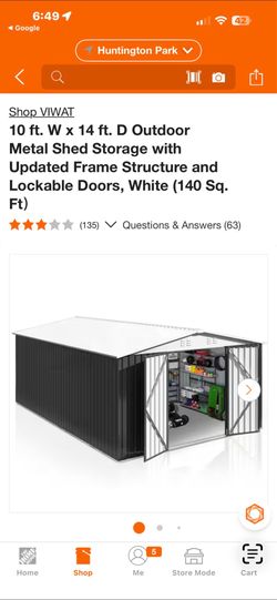 Lockable Doors, White (140Sq. Ft) Storage with Updated Frame Structure