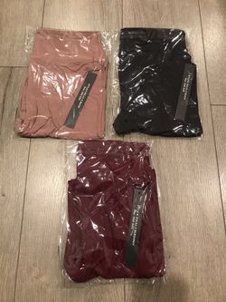 One size biker shorts. 3 pack. Black. Mauve. Burgundy.