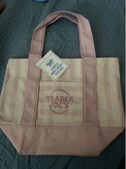 Pink Trader Joe’s Striped Mini  Canvas Tote Bag