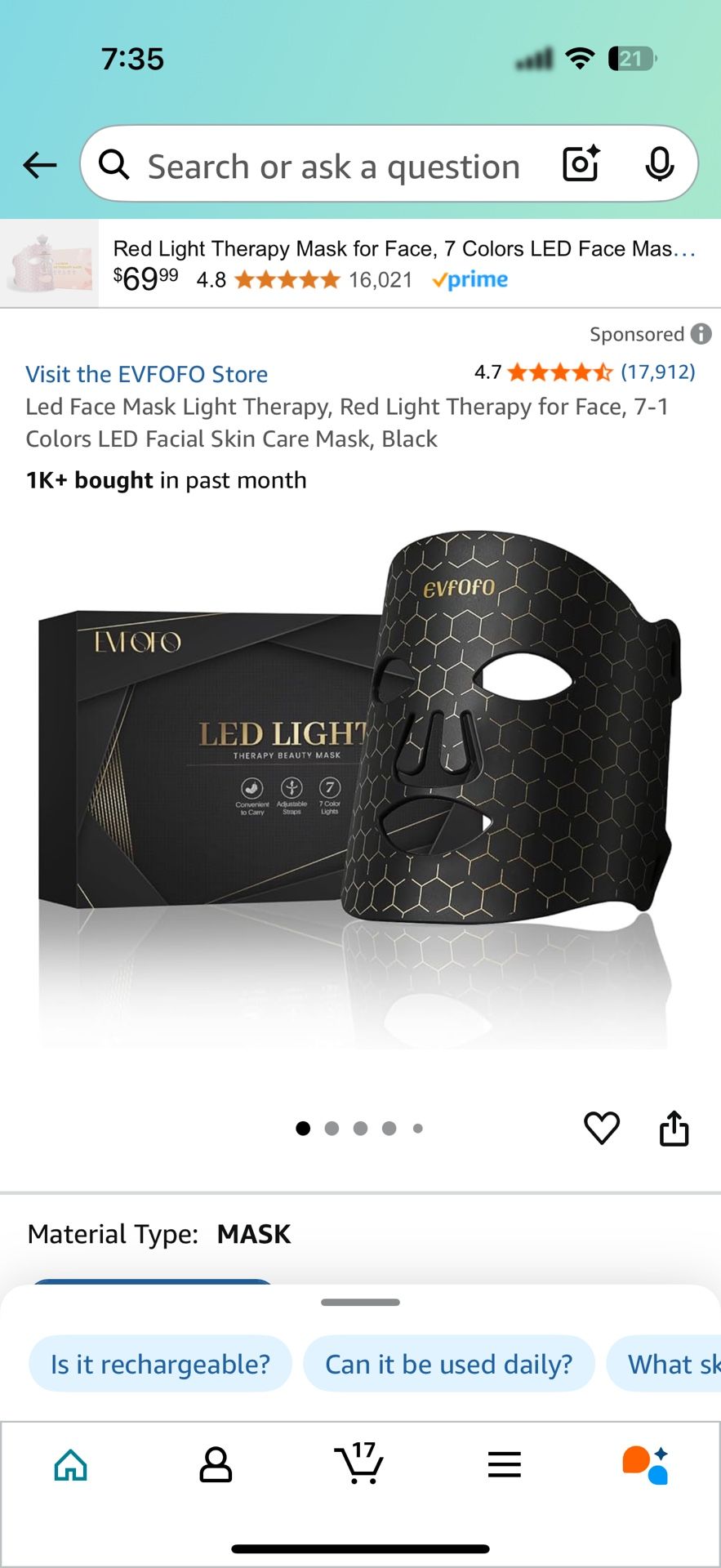 Evfofo Led Light Therapy Mask