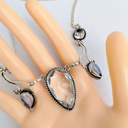 Clear Quartz And Moonstone Necklace 