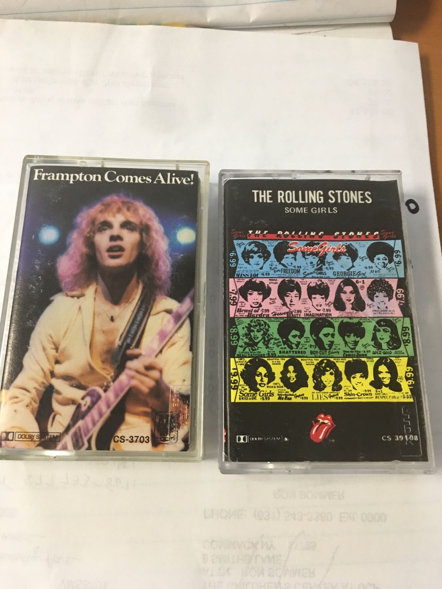 Rolling Stones some girls cassette Peter framton alive cassette