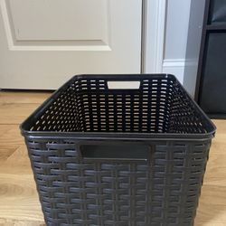 Black storage baskets