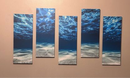 Five piece, underwater canvas wall art.