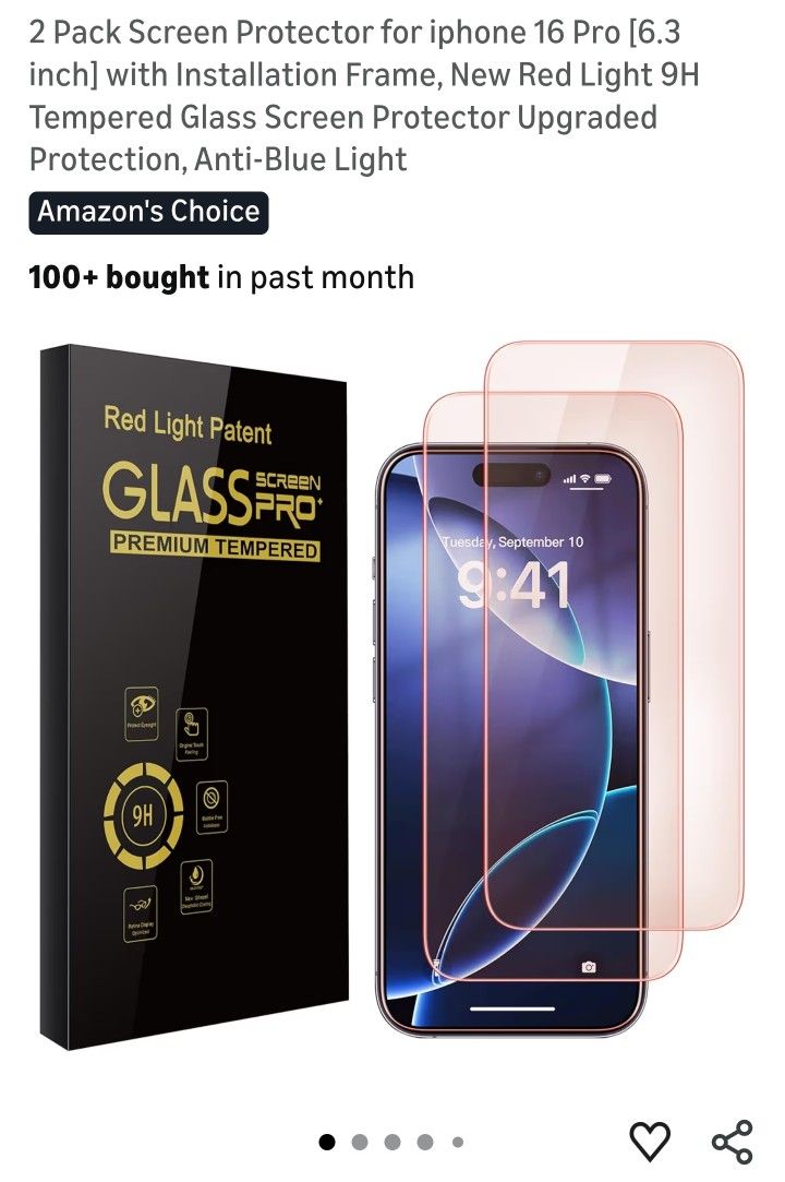 2 Pack Screen Protector for iphone 16 Pro [6.3 inch]