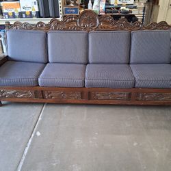 Beautiful mediterranean hand carved wood couch