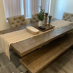 Dining Room Table With Bench And Four Chairs 